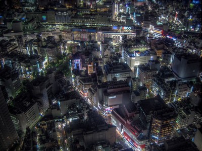 Looking down on Ikebukuro - 7 exposures, tone-mapped